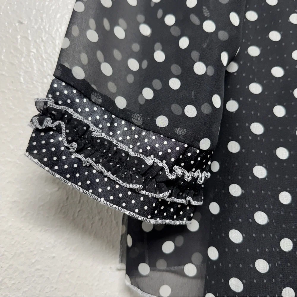 Signature by Sangria Black Dress with White Polka Dot Jacket